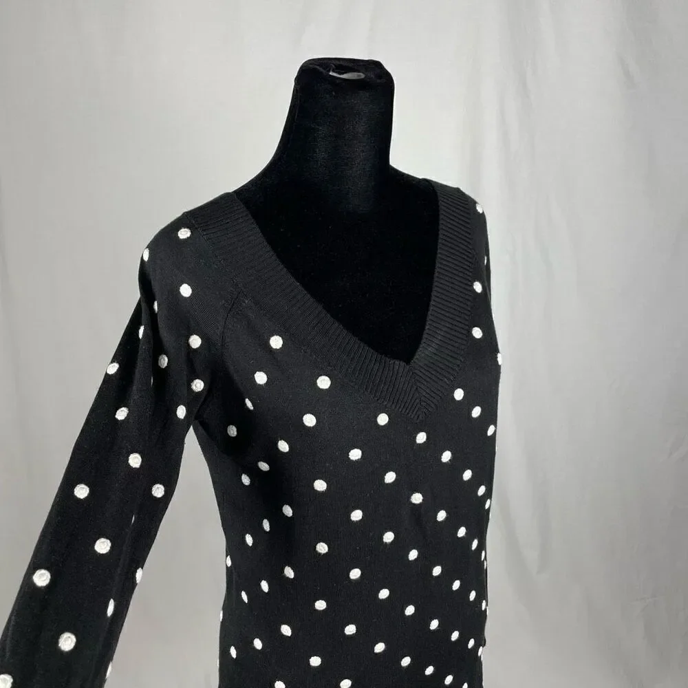 Samuel Dong Silk Polka Dot V-Neck‎ Knit Sweater - Women’s L - Picture 5 of 8
